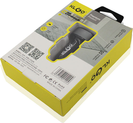 KLGO Φορτιστής Αυτοκινήτου 45W 3A Γρήγορης Φόρτισης με Θύρες: 1xUSB-A 1xType-C Μαύρο Χρώμα