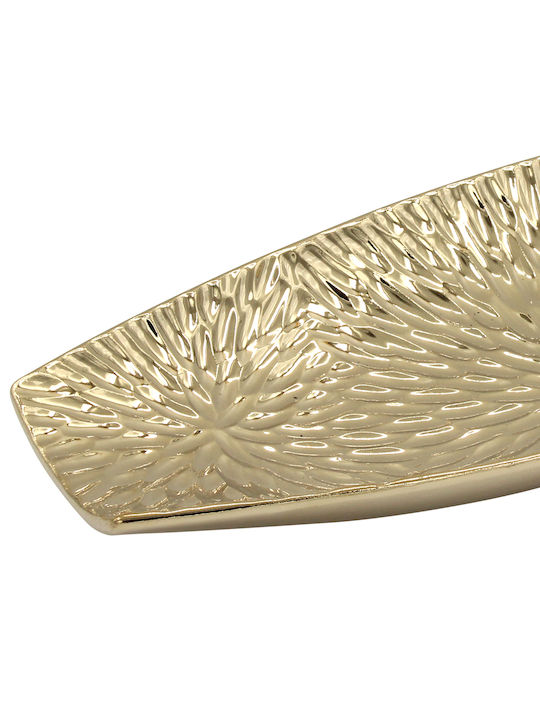 Keskor Dekorative Platte Keramik Gold 1Stück 37x15x3.5cm Keskor Dekorative Platte Keramik Gold 1Stück 37x15x3.5cm