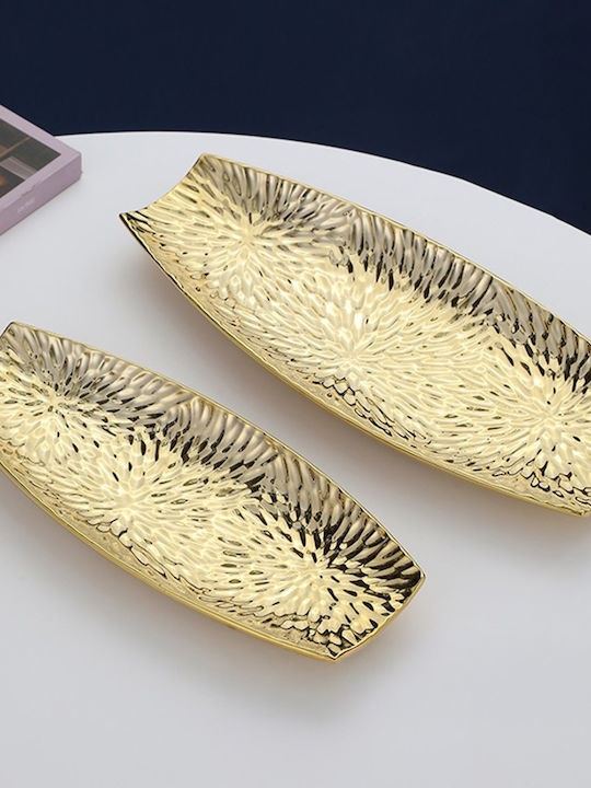 Keskor Ceramic Decorative Platter Gold 37x15x3.5cm