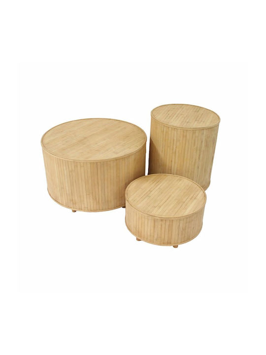 Round Side Table Ribbons from Bamboo Natural L61xW61xH34cm.