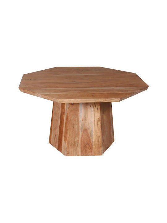 Round Coffee Table Octagon from Solid Wood Natural Shade L80xW80xH45cm.