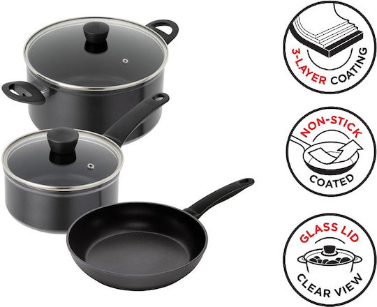 Kuhn Rikon Easy Set De Vase De Gătit Din Aluminiu Cu Acoperire Antiaderentă 3 Piese