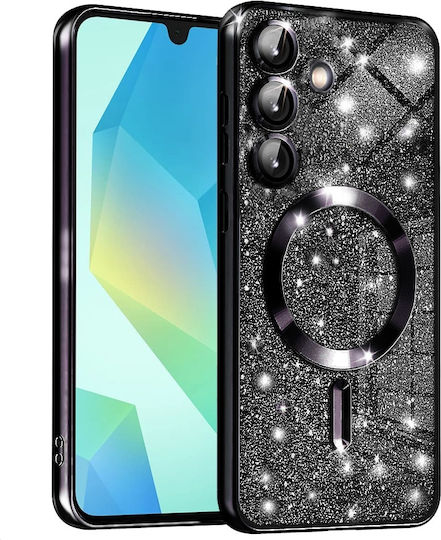 Techsuit Luxury Glitter Umschlag Rückseite Schwarz (Galaxy A16)