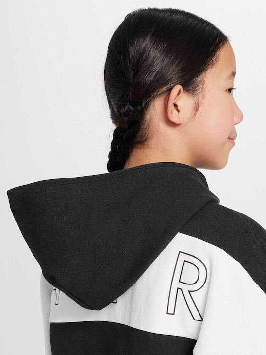 Fleece Kinder-Sweatshirt Strickjacke mit Kapuze Schwarz AIR