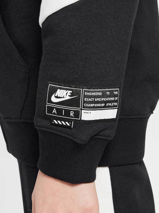 Fleece Kinder-Sweatshirt Strickjacke mit Kapuze Schwarz AIR