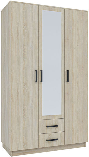 Simple Τρίφυλλη Ντουλάπα με Καθρέπτη 120x52x205cm Σονόμα