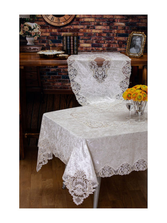 Liolios Home Tablecloth Silk White 160x220cm
