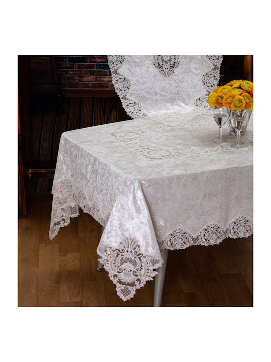 Liolios Home Tablecloth Silk White 160x220cm