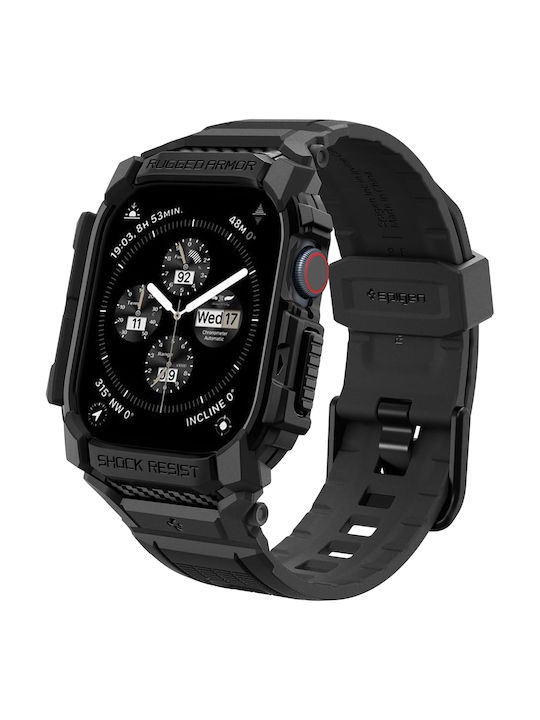 Spigen Rugged Armor Pro Tragbare Bänder Silikone Schwarz Apple Watch 10 (42 mm)