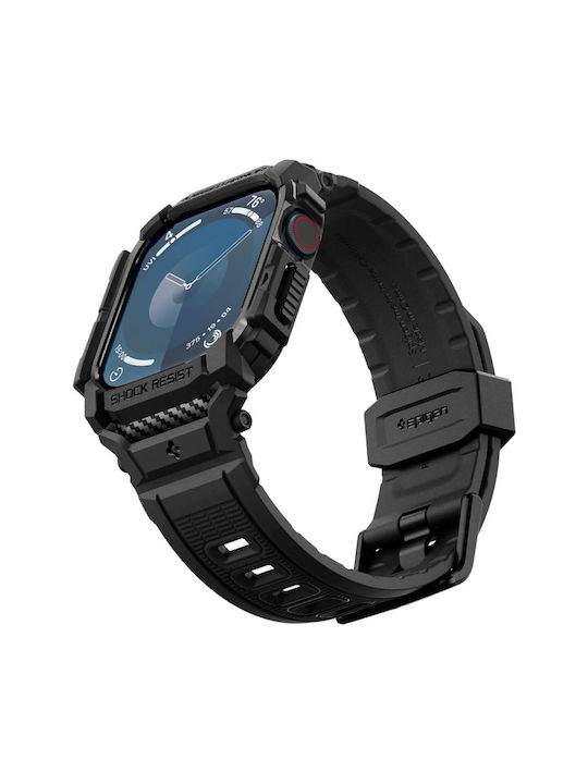 Spigen Rugged Armor Pro Tragbare Bänder Silikone Schwarz Apple Watch 10 (42 mm)