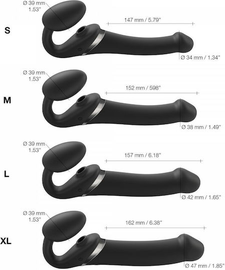 Strap On Me Strapless Strap On με Dildo με Δόνηση σε Μαύρο Χρώμα