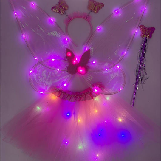 Set of Light-Up Fairy Tutu Wings Headband Wand