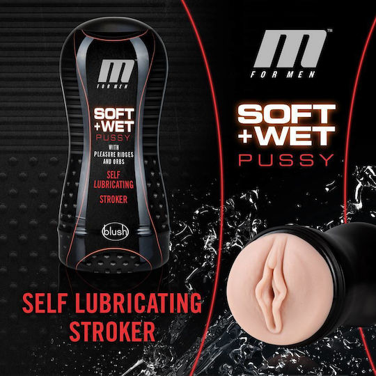 Blush M For Men Soft & Wet Pussy With Pleasure Ridges & Orbs Self Lubricating Masturbator BL-84023 1Stück