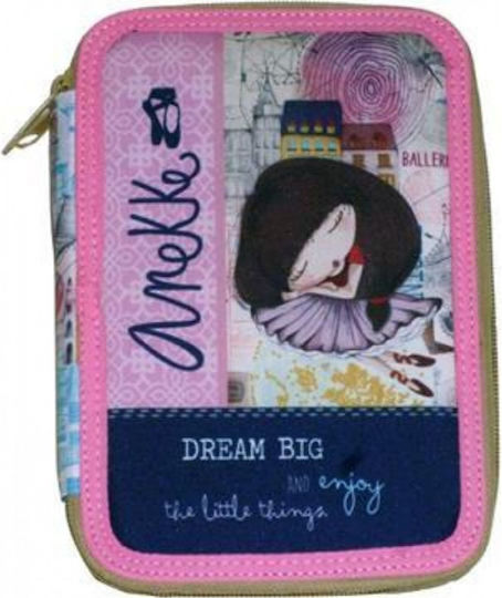 Back Me Up Fabric Prefilled Pencil Case Anekke Ballerina with 2 Compartments Pink