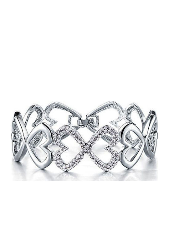Gold-Plated White Gold Bracelet with Swarovski Crystals Claudia One Size 17.8 cm Circumference