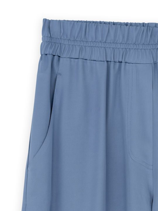 Γυναικεία Ζιπ Κιλότ με Λάστιχο Light Blue