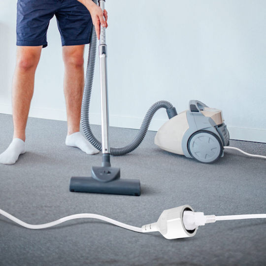 Aigostar Cablu de prelungire cu role cu lungimea de 5m Diametru 3 x 1.5mm² Albă
