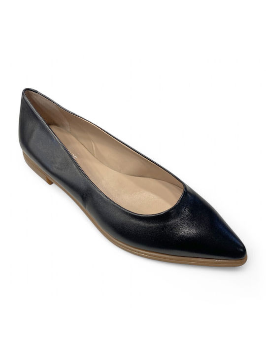 Fashion Beads Anatomic Leather Pointy Ballerinas Black