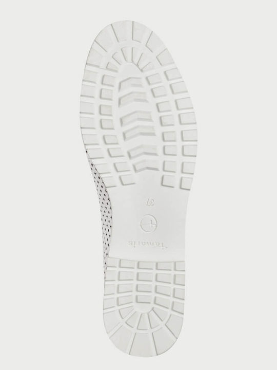 Leather Women's Loafers in White Color