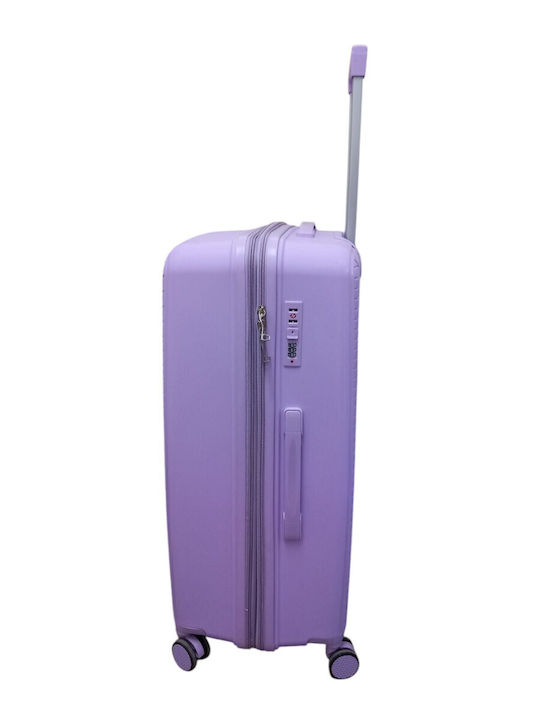 Felbags Large Hard Lila Suitcase Travel With 4 Wheels Height 75cm
