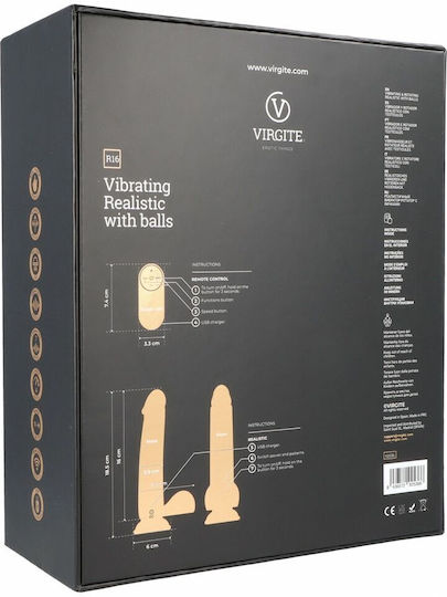 Virgite Glass Dildo with Balls and Suction Cup Black 16cm