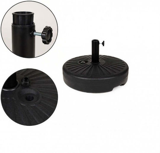 Bază de Umbrelă Apă - Nisip Plastică 48mm 22lt Rotundă Neagră
