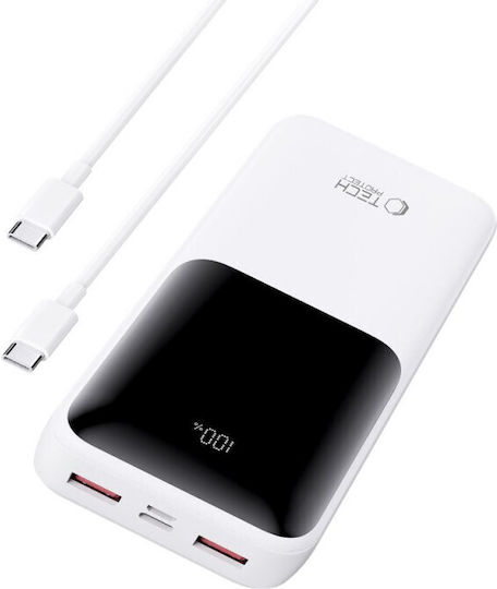 Tech-Protect PB02 Power Bank 20000mAh 22.5W with 2 USB-A Ports and USB-C Port White