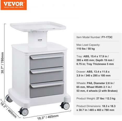 Vevor Τροχήλατο Τραπεζάκι Nursing SYSTCECKFBS4RMKUSV0