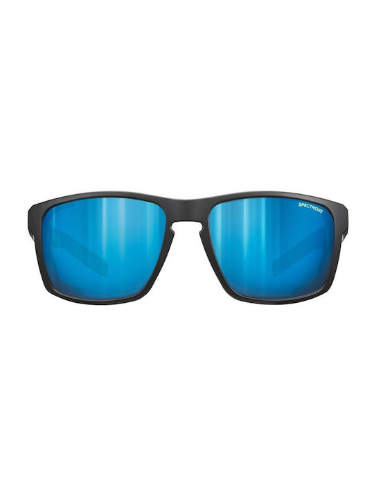 Julbo Shield Men's Sunglasses with Black Plastic Frame and Blue Mirror Lens