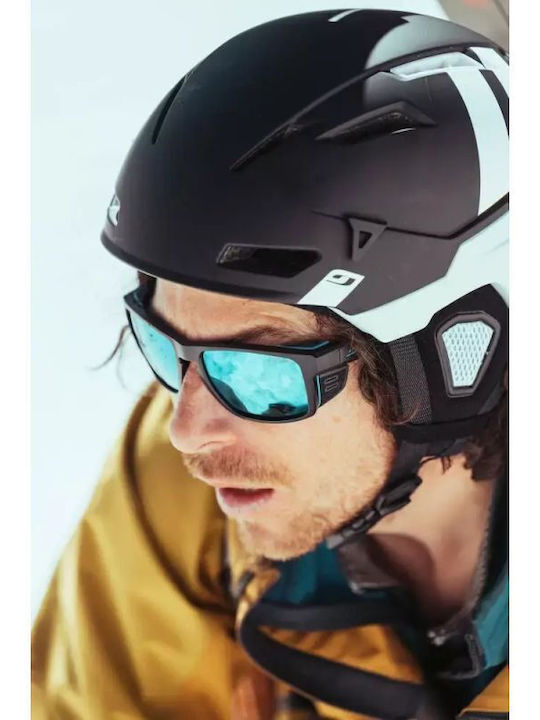 Julbo Shield Men's Sunglasses with Black Plastic Frame and Blue Mirror Lens