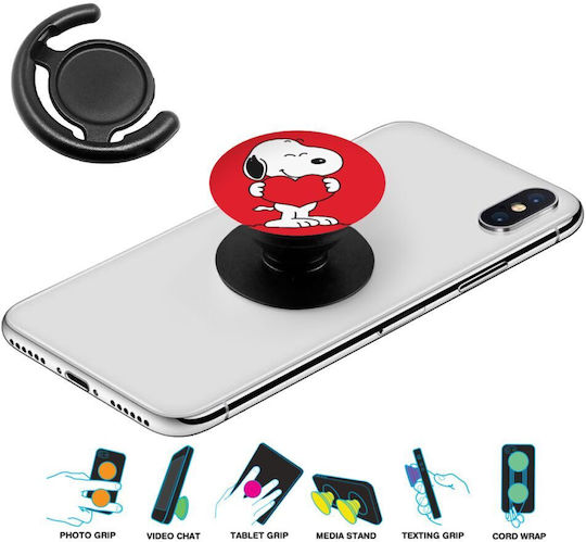 Snoopy Takemy Heart Phone Holders Stand Μαύρο Βάση Στήριξης Κινητού Στο Χέρι
