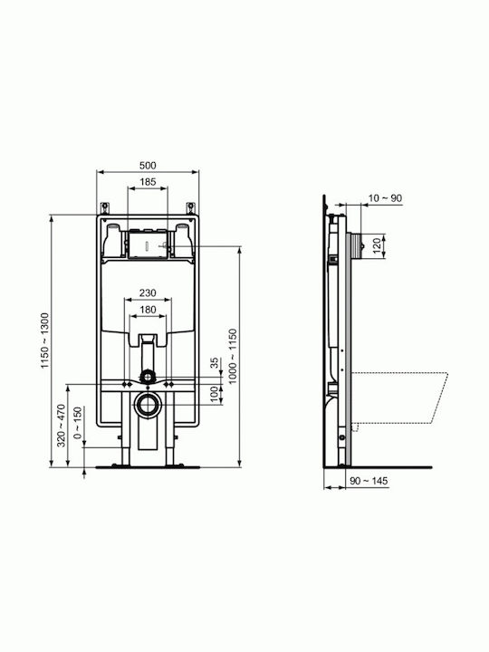 Ideal Standard Aquablade Монтирана на стена тоалетна с тоалетна чиния Черен