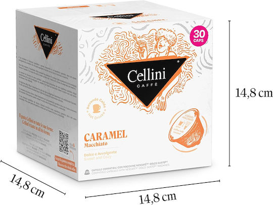 Cellini Kapseln Espresso Karamell Kompatibel mit Maschine Dolce Gusto 30Mützen
