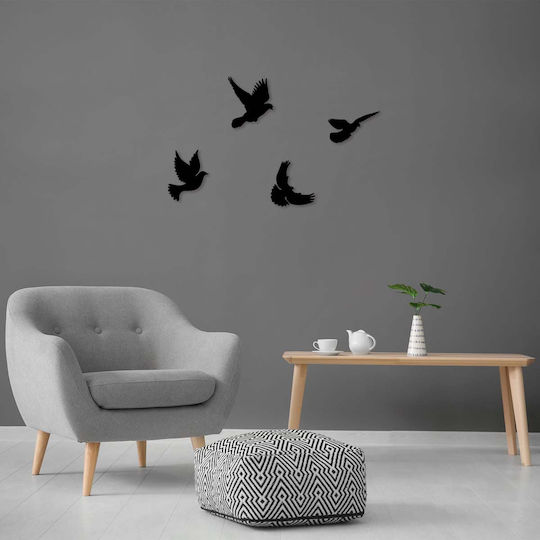 Διακοσμητικά Τοίχου Σετ 4τμχ A-g Pigeons 899skl2359 Μεταλλικό