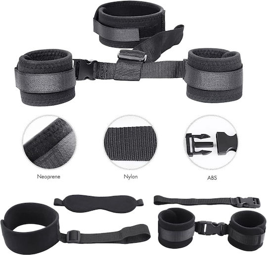 SMD Bond & Blind, Neck & Hands Restraint System Σετ με Μάσκα BDSM Kit σε Μαύρο Χρώμα 2τμχ