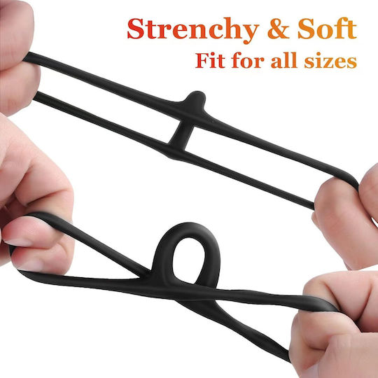 Mr Strong 3-in-1 Cock Ring Penis Enhancer Black
