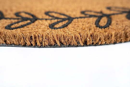 Covoraș de intrare semi-circular Sdim din fibre de cocos cu suport anti-alunecare Finesse 475 Floare Hello Welcome 45x75cm