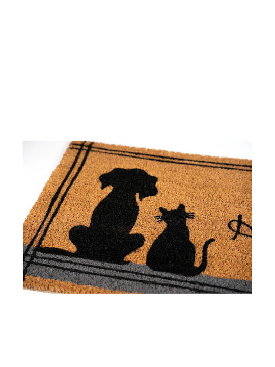 Sdim Entrance Mat Coir Non-Slip Backing E Coco 029 Cat Dog Hello 40x60cm