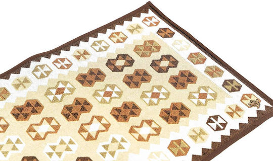 Sdim Cotton Kitchen Rug Anti-Slip Base Kilim 006 Beige Brown 50x140cm