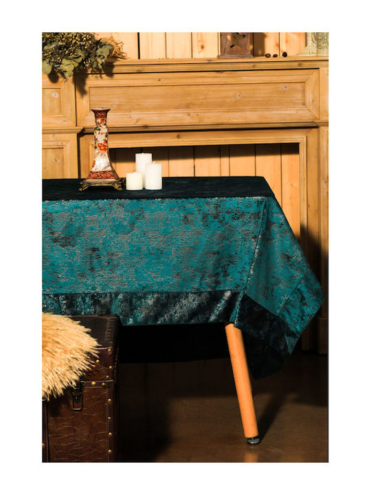 Tischdecke Pls-tb1084 Samt Leder Petrol Samt Leder 100%pol 160×220 Liolios Home