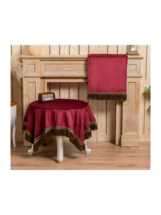 Tablecloth Pls-tb035 Burgundy Velvet Fringe 100%pol 160×260 Liolios Home