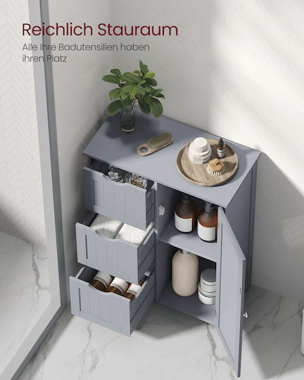 Vasagle 3 Drawers Bathroom Cabinet L29.972xW59.944xH80.01cm Gray