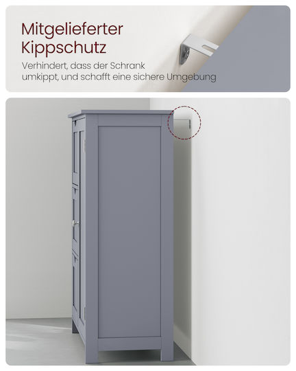 Vasagle 3 Drawers Bathroom Cabinet L29.972xW59.944xH80.01cm Gray