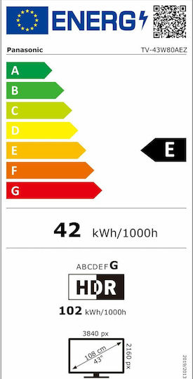 Panasonic Smart Television 43" 4K UHD QLED TV-43W80AEZ HDR (2024)