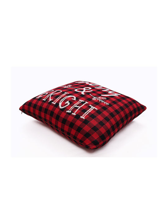 Christmas Runner Merry & Bright Red Multi 100% Cotton Knitted 45×150 Liolios Home