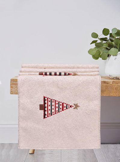 Christmas Runner X-mas Tree 100% Cotton Knitted 45×150 Liolios Home