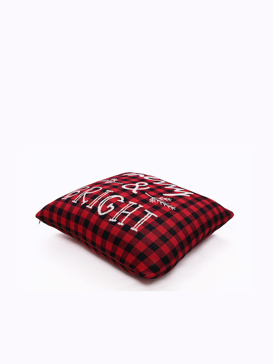 Liolios Home Christmas Decorative Pillow Square Red 40x40cm