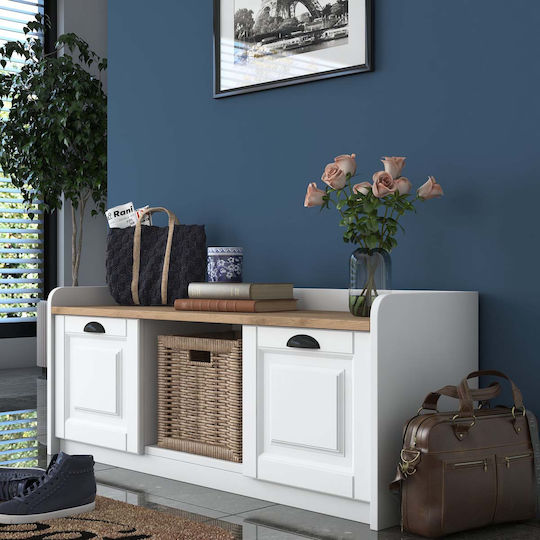 Έπιπλο Εισόδου με Παπουτσοθήκη & Παγκάκι White Walnut 120x40x45εκ.