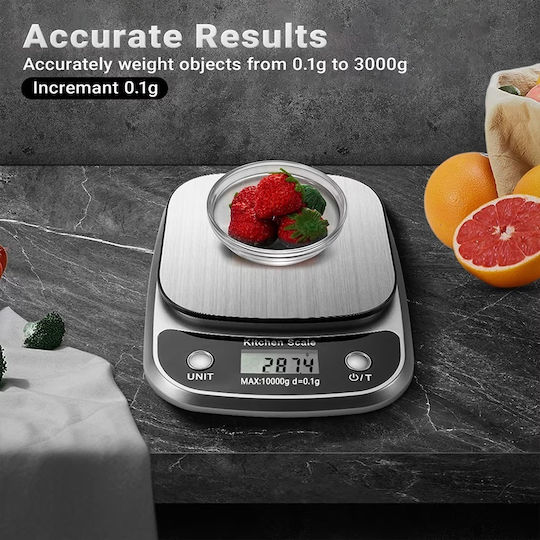 Digital Kitchen Scale Up To 10kg Silver