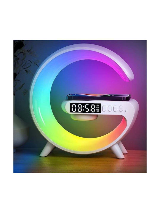 Smarte LED-Lampe RGB RGB LED Bluetooth-Lautsprecher Ladegerät 15W Mobile Uhr Klangmaschine 15x15x5,5cm Weiß